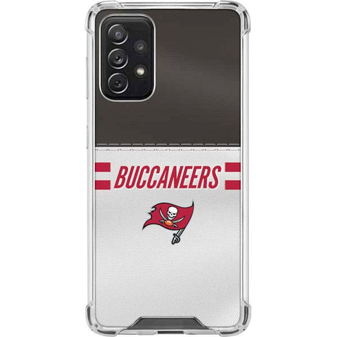 NFL Tampa Bay Buccaneers White Striped Galaxy A72 5G Clear Case